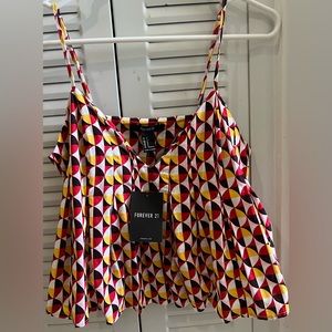 Forever 21 Small Red Yellow Brown White Pink Blouse